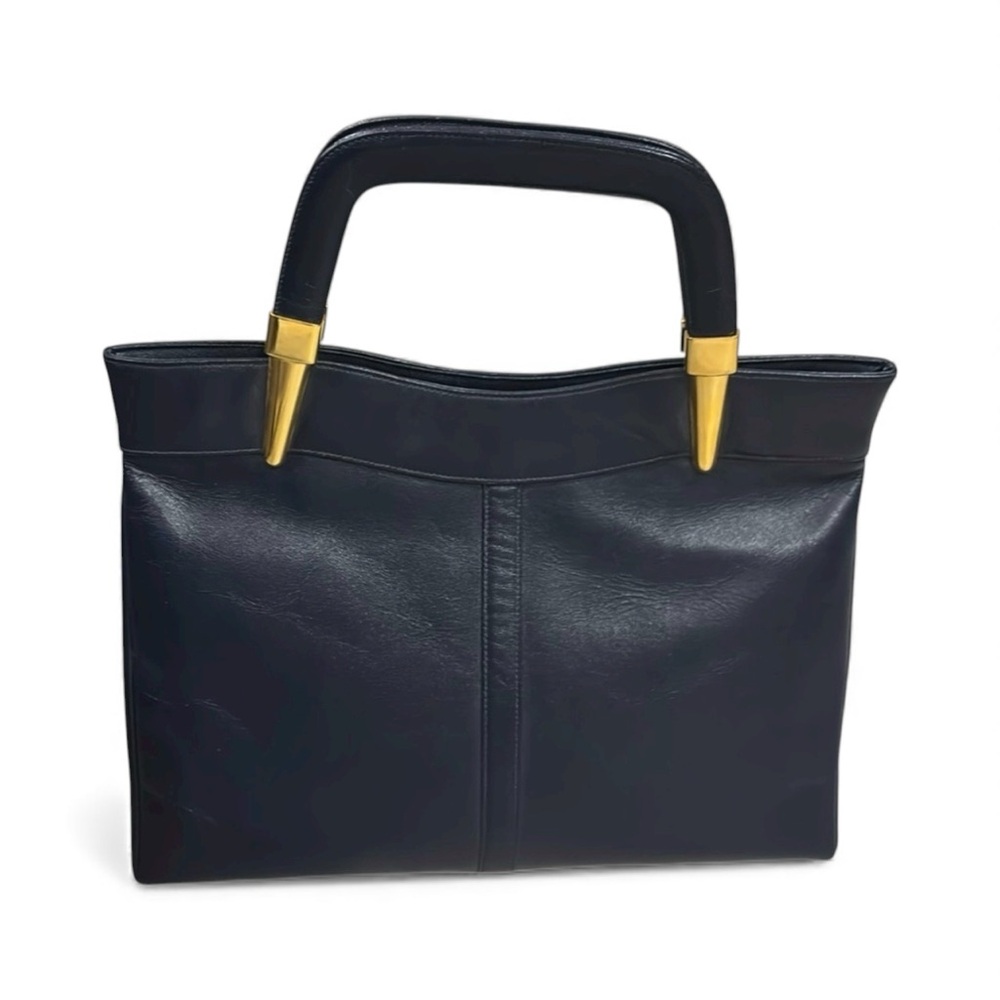 SUSAN GAIL Black & Gold Genuine Leather Tote, Vintage. EUC - Picture 13 of 13